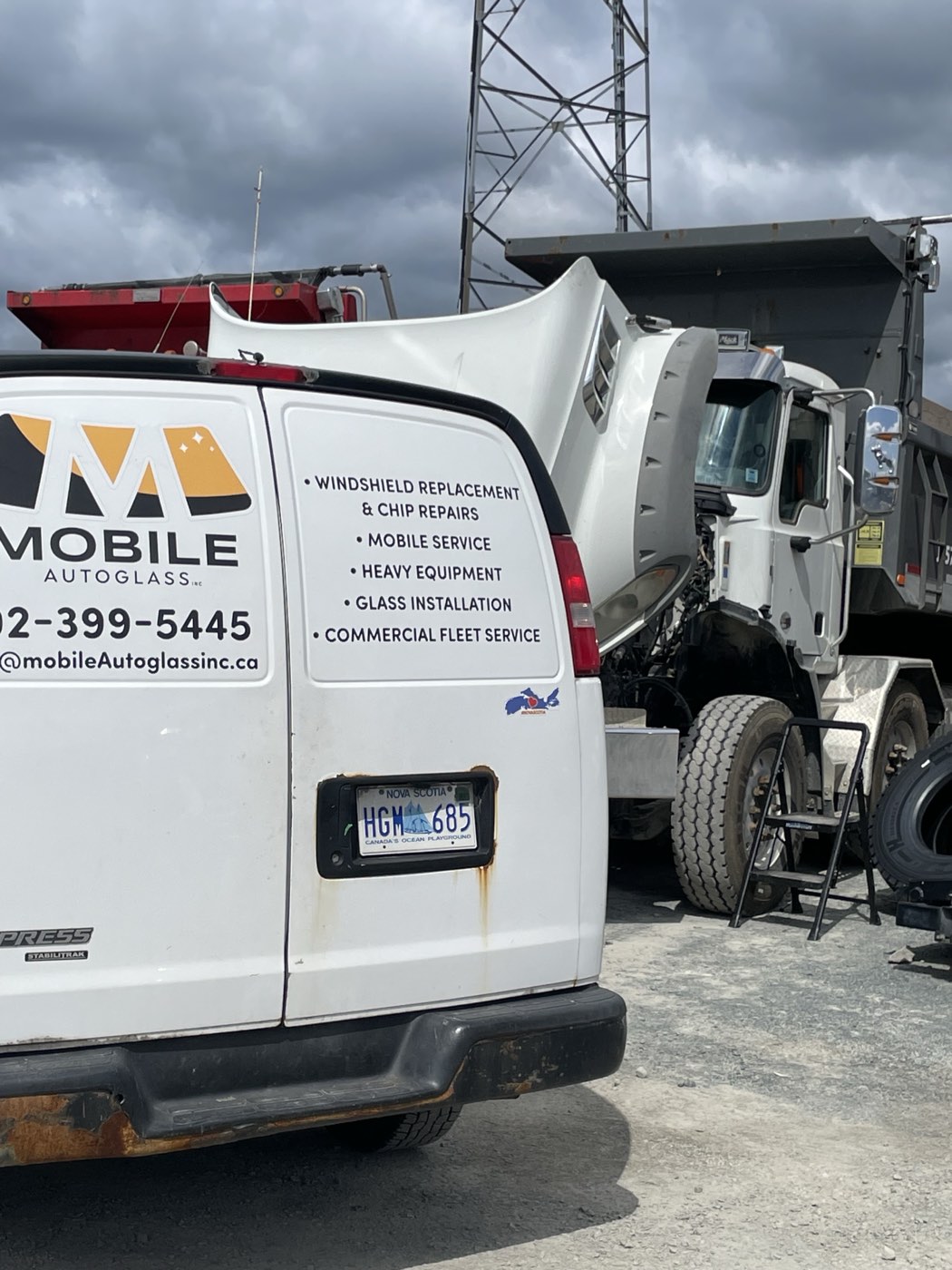 The Mobile Auto Glass van on site in Halifax